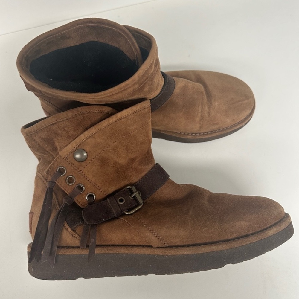 UGG Women's Tan Suede Ankle Boots - Picture 4 of 6